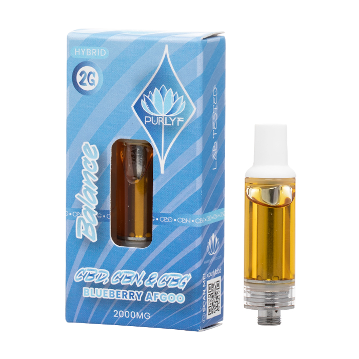 Cartucho Purlyf CBD + CBN + CBG 2000MG - Blueberry Afgoo - Balance (Hibrida)