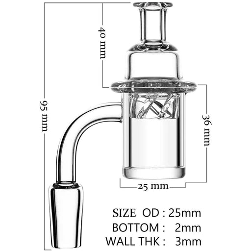 Banger Cuarzo Bucket 14mm Macho + Carb Cap + 2 Perlas cuarzo