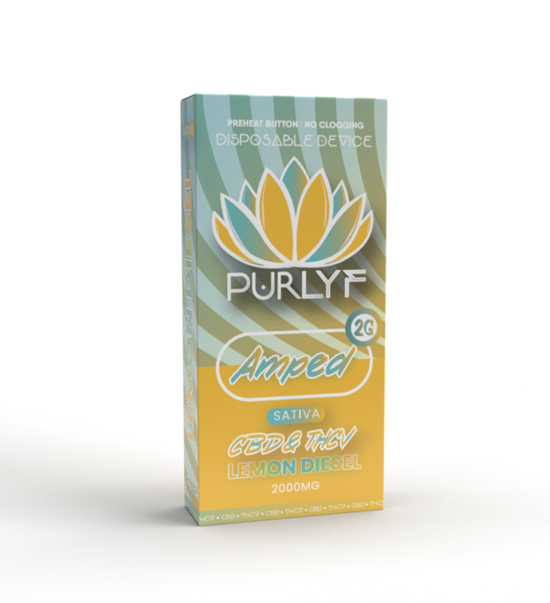 Vaporizador Purlyf CBD + THCV 2000MG - Lemon Diesel - Amped (Sativa)