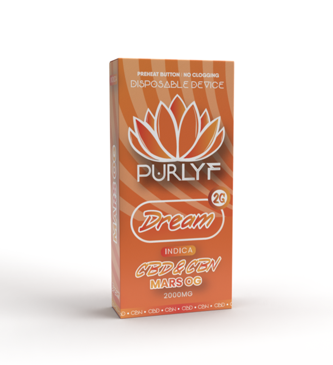 Vaporizador Purlyf CBD + CBN 2000MG - Mars OG - Dream (Indica)